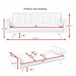 71.6 in. Light Gray Twin Size Variable Bed Sofa Living Room Folding Sofa by ATHMILE -ATHMILE Sales Store light gray athmile sofa beds gz w90436259 c3 1000