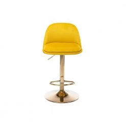 41 in. Mustard Velvet Bar Stool (Set of 1) by ATHMILE