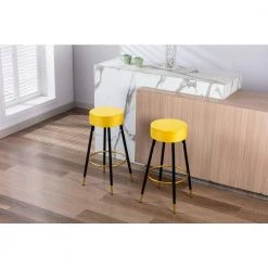 30 in. Mustard Velvet Bar Stool (Set of 1) by ATHMILE -ATHMILE Sales Store mustard athmile bar stools ddw64138773 31 1000