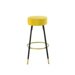 30 in. Mustard Velvet Bar Stool (Set of 1) by ATHMILE