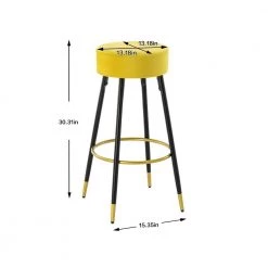 30 in. Mustard Velvet Bar Stool (Set of 1) by ATHMILE -ATHMILE Sales Store mustard athmile bar stools ddw64138773 c3 1000