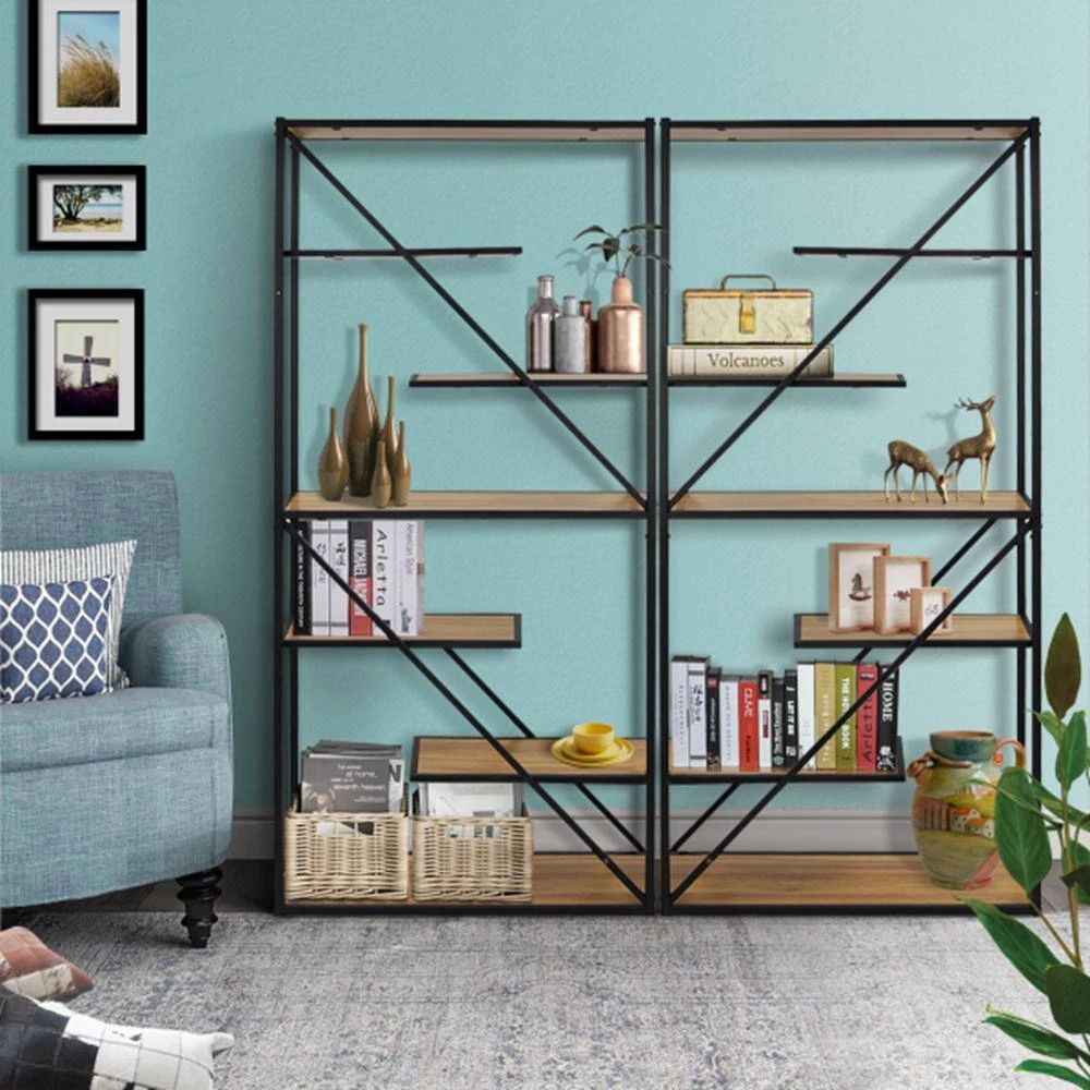 71 in. Brown 6-Shelf Standard Bookcase by ATHMILE 5 71 in. Brown 6-Shelf Standard Bookcase by ATHMILE - Image 5