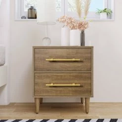 2-Drawers Natural Chest of Drawers 23 in. W x 25.30 in. H x 17.00 in. D by ATHMILE -ATHMILE Sales Store natural athmile chest of drawers ddwf289193aal 31 1000