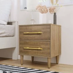 2-Drawers Natural Chest of Drawers 23 in. W x 25.30 in. H x 17.00 in. D by ATHMILE -ATHMILE Sales Store natural athmile chest of drawers ddwf289193aal fa 1000