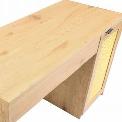 47 in. Rectangle Natural Color Wicker One Drawer Computer Desk with Storage Cabinet by ATHMILE -ATHMILE Sales Store natural athmile computer desks gz w104036799 44 1000