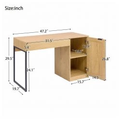 47 in. Rectangle Natural Color Wicker One Drawer Computer Desk with Storage Cabinet by ATHMILE -ATHMILE Sales Store natural athmile computer desks gz w104036799 c3 1000
