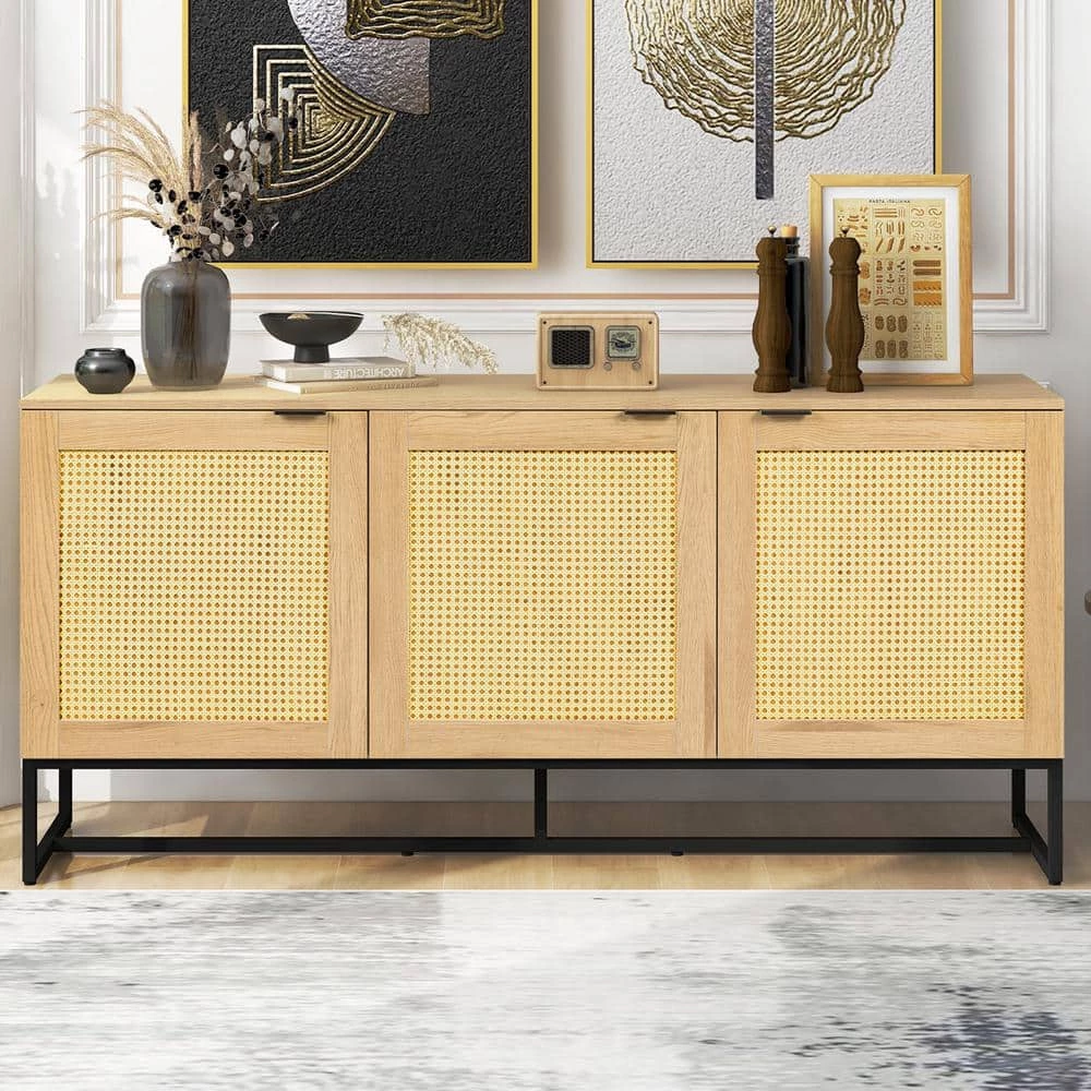 63 in. Natural Standard Rectangle Wood Console Table by ATHMILE 8 63 in. Natural Standard Rectangle Wood Console Table by ATHMILE - Image 8