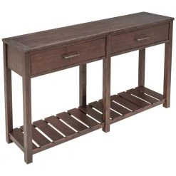 27.56 in. Natural Standard Rectangle Wood Console Table by ATHMILE -ATHMILE Sales Store natural athmile console tables dsjm237 31 1000