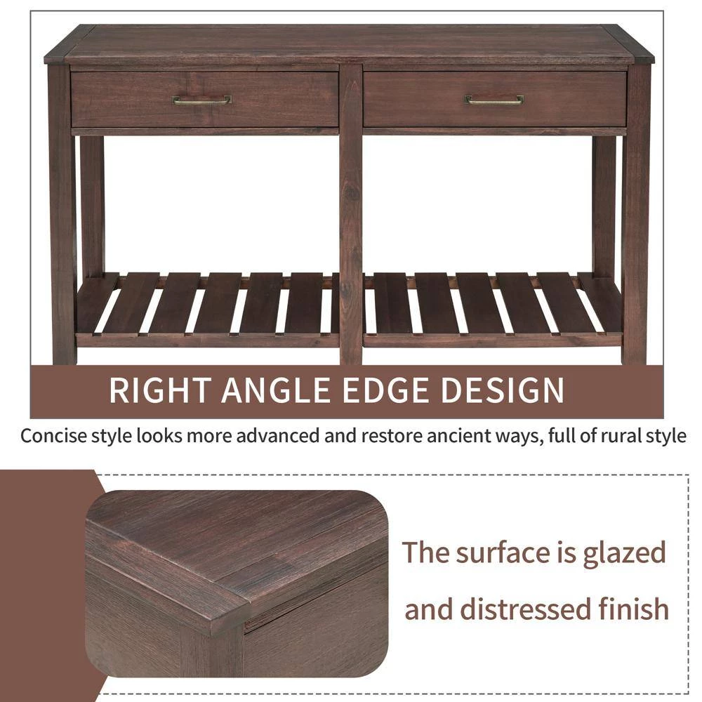 25 in. Natural Standard Rectangle Wood Console Table by ATHMILE 6 25 in. Natural Standard Rectangle Wood Console Table by ATHMILE - Image 6