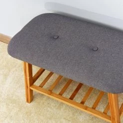 Brown Storage Bench 23.6 in. x 12 in. x 17.3 in. by ATHMILE -ATHMILE Sales Store natural athmile dining benches gz b2w20221095 fa 1000