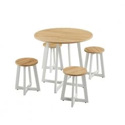 5 Piece Wood Top Natural Bar Table Set by ATHMILE