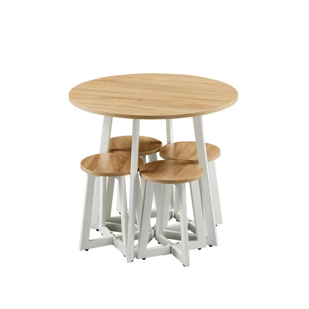 5 Piece Wood Top Natural Bar Table Set by ATHMILE 2 5 Piece Wood Top Natural Bar Table Set by ATHMILE - Image 2