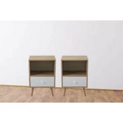 1-Drawer Natural Nightstand (Set of 2) by ATHMILE -ATHMILE Sales Store natural athmile nightstands ddw1041w0902 31 1000