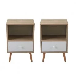 1-Drawer Natural Nightstand (Set of 2) by ATHMILE