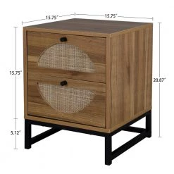2-Drawer Brown Nightstand (15.75 in. x 15.75 in. x 20.87 in. H) by ATHMILE 10 2-Drawer Brown Nightstand (15.75 in. x 15.75 in. x 20.87 in. H) by ATHMILE -ATHMILE Sales Store natural athmile nightstands gz b2w20220737 c3 1000