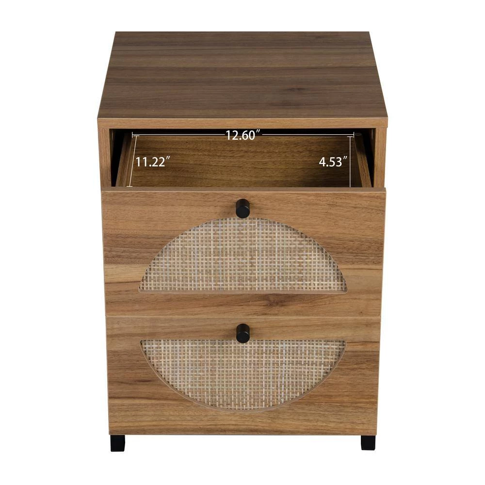 2-Drawer Brown Nightstand (15.75 in. x 15.75 in. x 20.87 in. H) by ATHMILE 7 2-Drawer Brown Nightstand (15.75 in. x 15.75 in. x 20.87 in. H) by ATHMILE - Image 7
