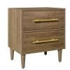 2-Drawer Natural Walnut Nightstand with Golden Handles 23 in. L x 17 in. W x 25.3 in. H by ATHMILE