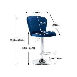 46.46 in. Navy Fabric Bar Stool (Set of 2) by ATHMILE -ATHMILE Sales Store navy athmile bar stools ddw39539411 c3 1000