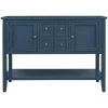 46 in. Antique Navy Standard Rectangle Wood Console Table with Bottom Shelf by ATHMILE
