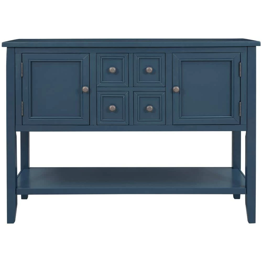 46 in. Antique Navy Standard Rectangle Wood Console Table with Bottom Shelf by ATHMILE 1 46 in. Antique Navy Standard Rectangle Wood Console Table with Bottom Shelf by ATHMILE