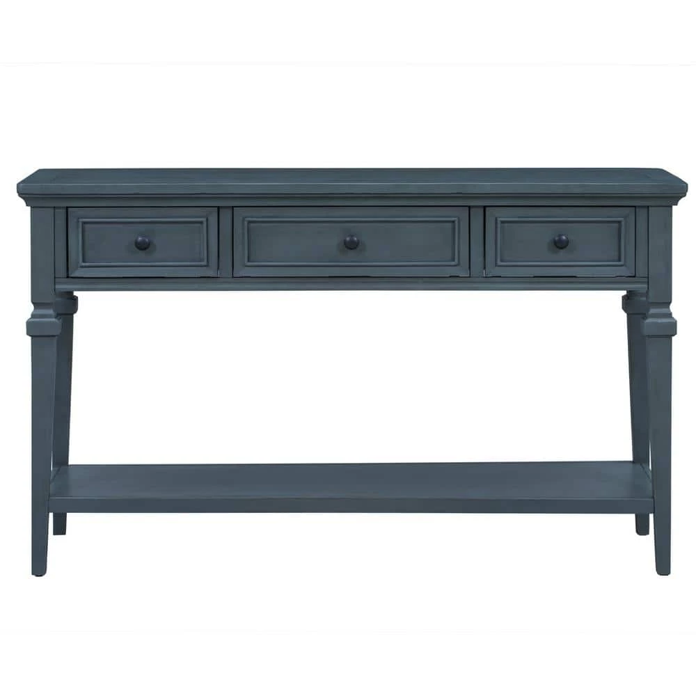 50 in. Navy Standard Rectangle Wood Console Table by ATHMILE 1 50 in. Navy Standard Rectangle Wood Console Table by ATHMILE