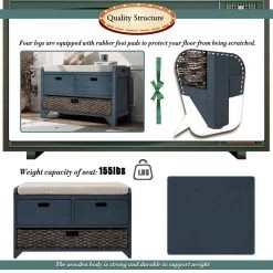 Navy Storage Bench 32 in. L x 11.8 in. W x 20 in. H by ATHMILE 9 Navy Storage Bench 32 in. L x 11.8 in. W x 20 in. H by ATHMILE -ATHMILE Sales Store navy athmile dining benches ccwf199578aam 4f 1000