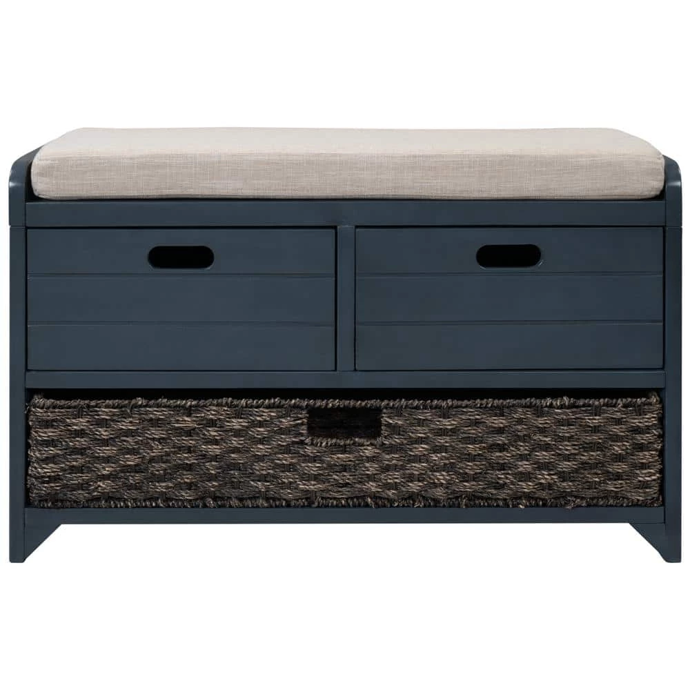 Navy Storage Bench 32 in. L x 11.8 in. W x 20 in. H by ATHMILE 1 Navy Storage Bench 32 in. L x 11.8 in. W x 20 in. H by ATHMILE