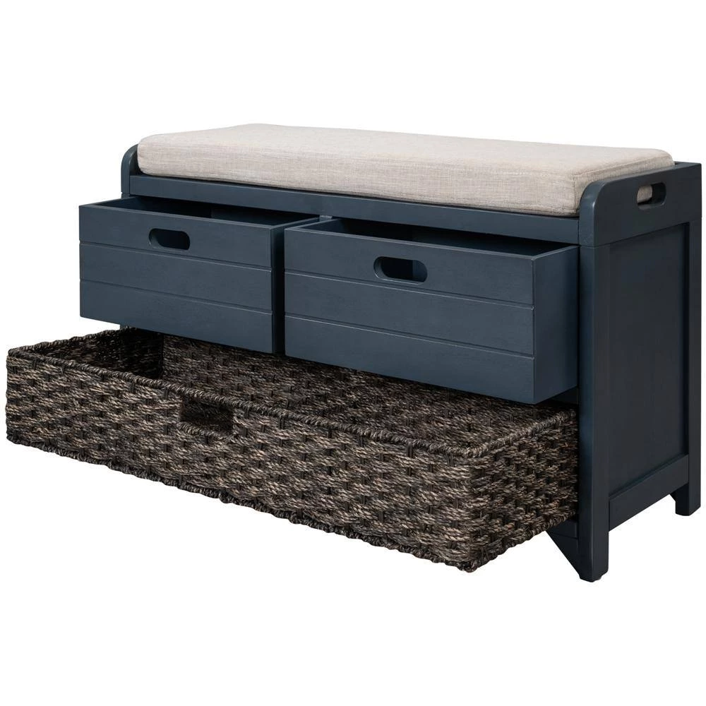 Navy Storage Bench 32 in. L x 11.8 in. W x 20 in. H by ATHMILE 2 Navy Storage Bench 32 in. L x 11.8 in. W x 20 in. H by ATHMILE - Image 2