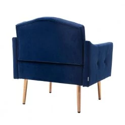 Navy Modern Leisure Velvet Single Accent Chair with Rose Golden Metal Feet by ATHMILE -ATHMILE Sales Store navy blue athmile accent chairs gz w39531526 66 1000