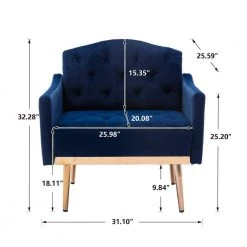 Navy Modern Leisure Velvet Single Accent Chair with Rose Golden Metal Feet by ATHMILE -ATHMILE Sales Store navy blue athmile accent chairs gz w39531526 c3 1000