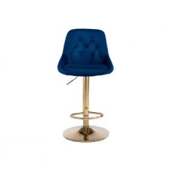 44.09 in. Low Back Navy Metal Frame Adjustable Cushioned Bar Stool with Toweling fabric Seat (Set of 1) by ATHMILE