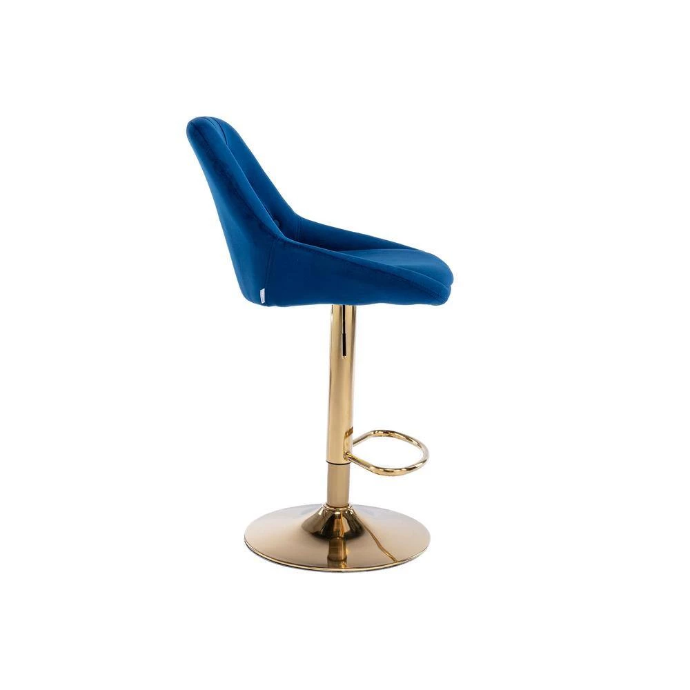 44.09 in. Low Back Navy Metal Frame Adjustable Cushioned Bar Stool with Toweling fabric Seat (Set of 1) by ATHMILE 2 44.09 in. Low Back Navy Metal Frame Adjustable Cushioned Bar Stool with Toweling fabric Seat (Set of 1) by ATHMILE - Image 2