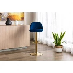 40.94 in. Low Back Navy Metal Frame Adjustable Cushioned Bar Stool with Toweling fabric Seat (Set of 1) by ATHMILE 17 40.94 in. Low Back Navy Metal Frame Adjustable Cushioned Bar Stool with Toweling fabric Seat (Set of 1) by ATHMILE -ATHMILE Sales Store navy blue athmile bar stools gz w39538749 31 1000