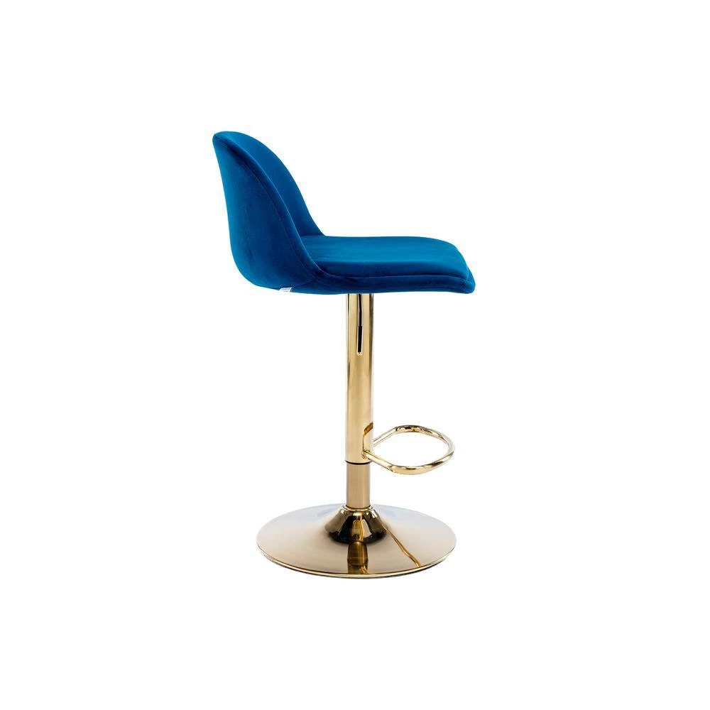 40.94 in. Low Back Navy Metal Frame Adjustable Cushioned Bar Stool with Toweling fabric Seat (Set of 1) by ATHMILE 2 40.94 in. Low Back Navy Metal Frame Adjustable Cushioned Bar Stool with Toweling fabric Seat (Set of 1) by ATHMILE - Image 2