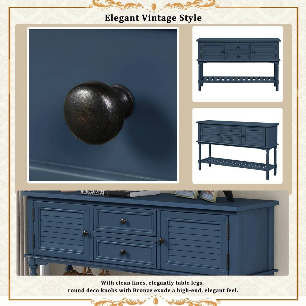 47 in. Navy Blue Standard Rectangle Wood Console Table by ATHMILE 9 47 in. Navy Blue Standard Rectangle Wood Console Table by ATHMILE - Image 9