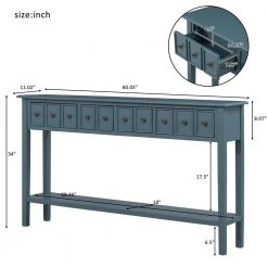 60.03 in. W Navy Blue Standard Rectangle Wood Console Table by ATHMILE -ATHMILE Sales Store navy blue athmile console tables gz b2w20221369 c3 1000