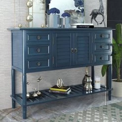 45.28 in. Navy Blue Standard Rectangle Wood Console Table by ATHMILE 15 45.28 in. Navy Blue Standard Rectangle Wood Console Table by ATHMILE -ATHMILE Sales Store navy blue athmile console tables gzx b2w20221334 31 1000