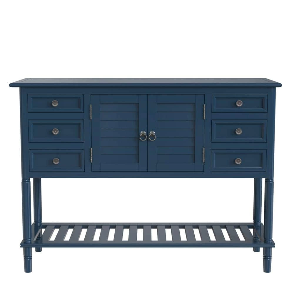 45.28 in. Navy Blue Standard Rectangle Wood Console Table by ATHMILE 1 45.28 in. Navy Blue Standard Rectangle Wood Console Table by ATHMILE