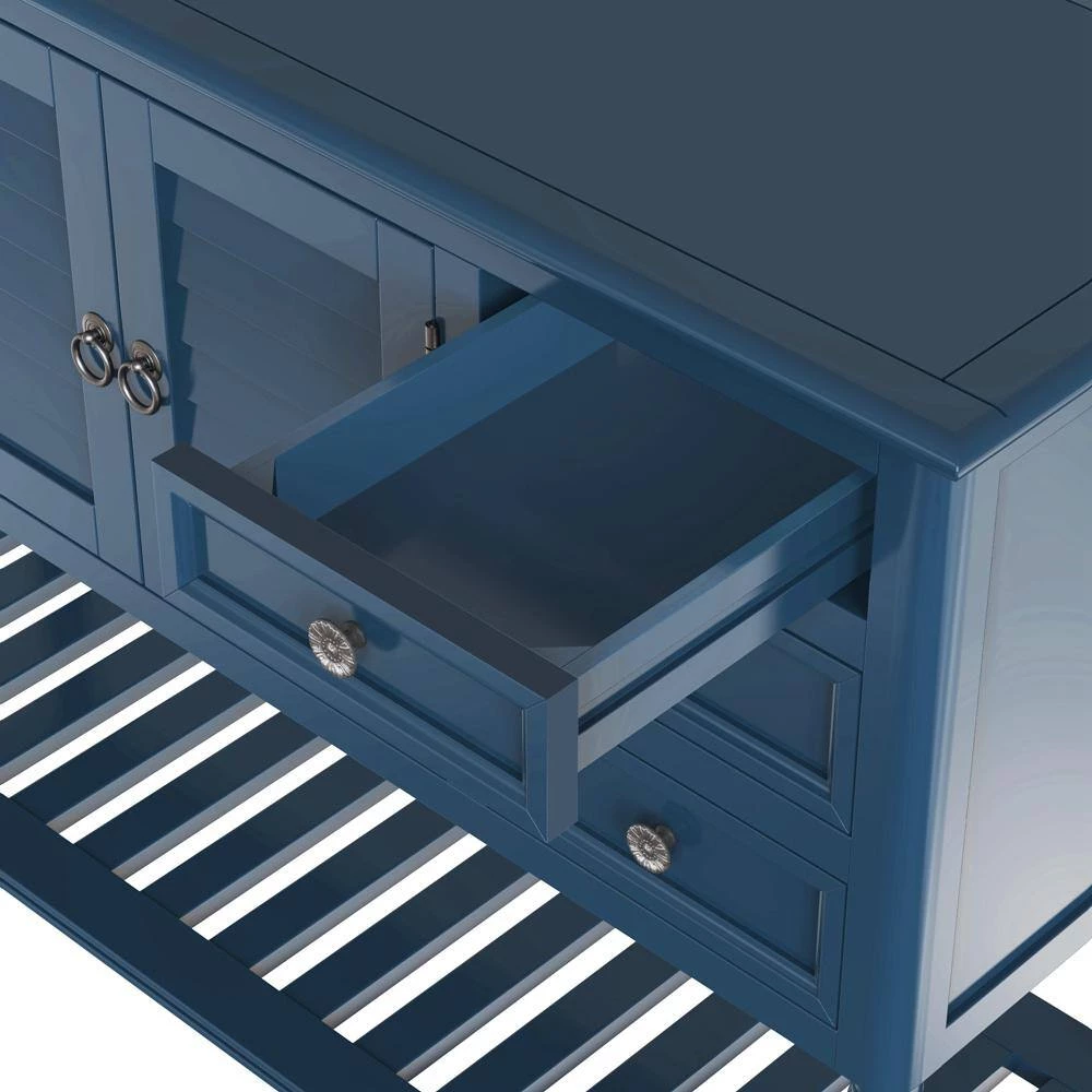 45.28 in. Navy Blue Standard Rectangle Wood Console Table by ATHMILE 3 45.28 in. Navy Blue Standard Rectangle Wood Console Table by ATHMILE - Image 3