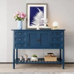 45.28 in. Navy Blue Standard Rectangle Wood Console Table by ATHMILE 14 45.28 in. Navy Blue Standard Rectangle Wood Console Table by ATHMILE -ATHMILE Sales Store navy blue athmile console tables gzx b2w20221334 fa 1000