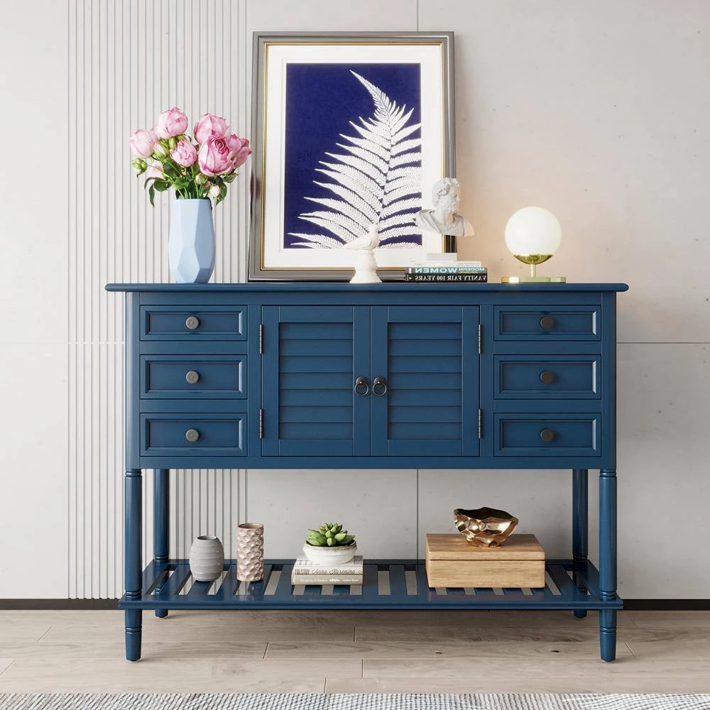 45.28 in. Navy Blue Standard Rectangle Wood Console Table by ATHMILE 7 45.28 in. Navy Blue Standard Rectangle Wood Console Table by ATHMILE - Image 7