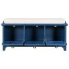 Blue Storage Bench with Beige Cushion（42.9 in. L x 15 in. W x 19.3 in. H） by ATHMILE