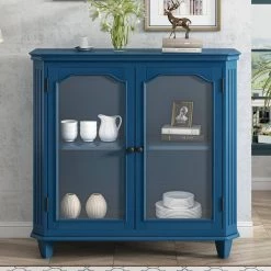 Navy Blue Sideboard with with Adjustable Shelves by ATHMILE -ATHMILE Sales Store navy blue athmile sideboards buffet tables gz b2w20221694 31 1000