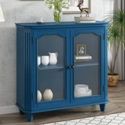 Navy Blue Sideboard with with Adjustable Shelves by ATHMILE -ATHMILE Sales Store navy blue athmile sideboards buffet tables gz b2w20221694 c3 1000
