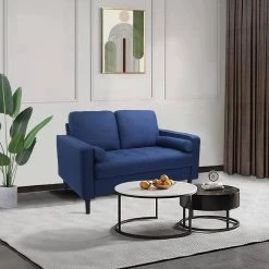 56 in. W Square Arm Polyester Straight Sofa in Navy Blue by ATHMILE -ATHMILE Sales Store navy blue athmile sofas couches ddw223s01505 31 1000