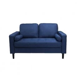 56 in. W Square Arm Polyester Straight Sofa in Navy Blue by ATHMILE