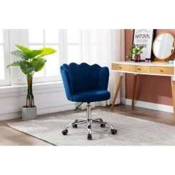 Navy Blue Velvet Upholstered Swivel Task Chair with Padded Back by ATHMILE 12 Navy Blue Velvet Upholstered Swivel Task Chair with Padded Back by ATHMILE -ATHMILE Sales Store navy blue athmile task chairs gz b2w20221168 1f 1000