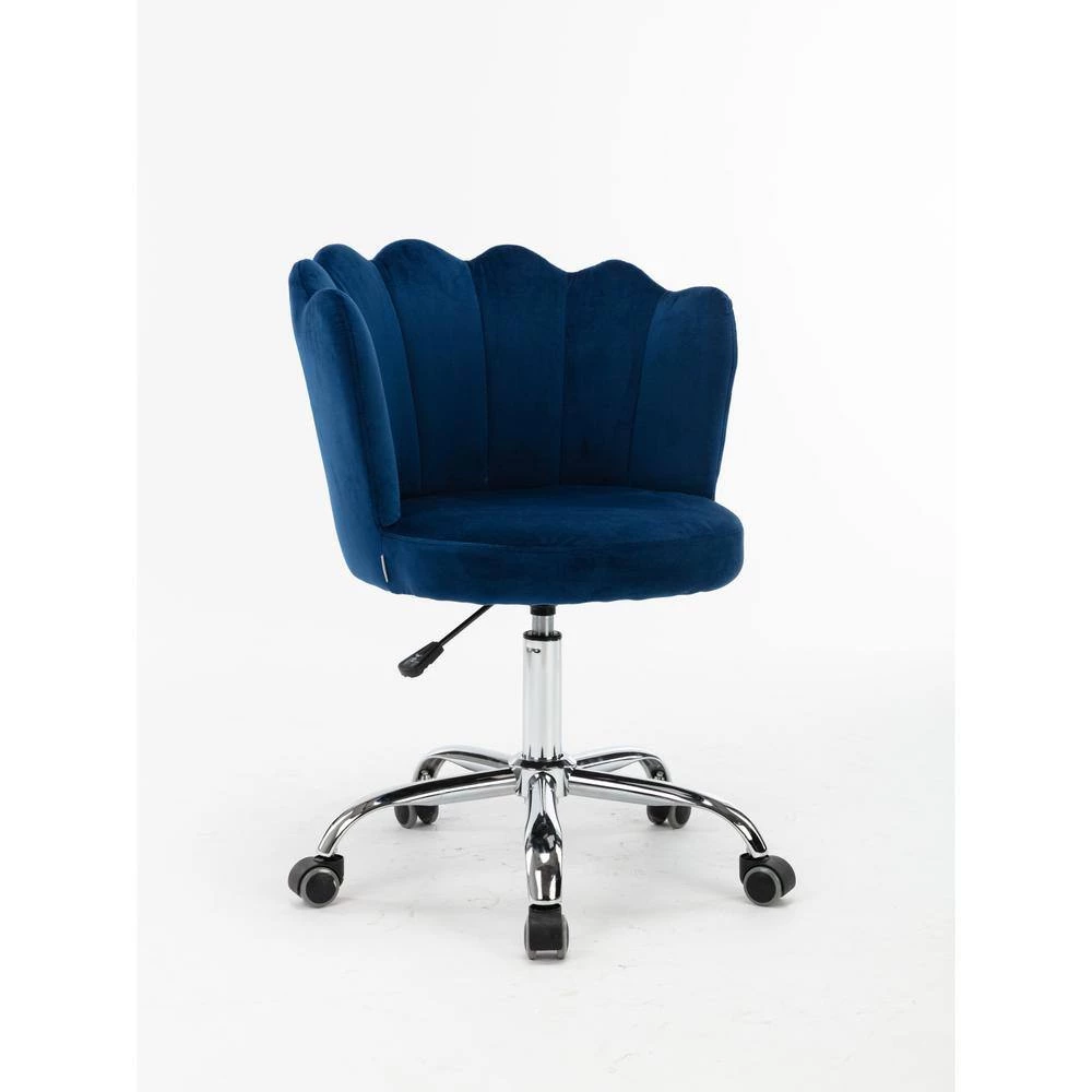 Navy Blue Velvet Upholstered Swivel Task Chair with Padded Back by ATHMILE 4 Navy Blue Velvet Upholstered Swivel Task Chair with Padded Back by ATHMILE - Image 4