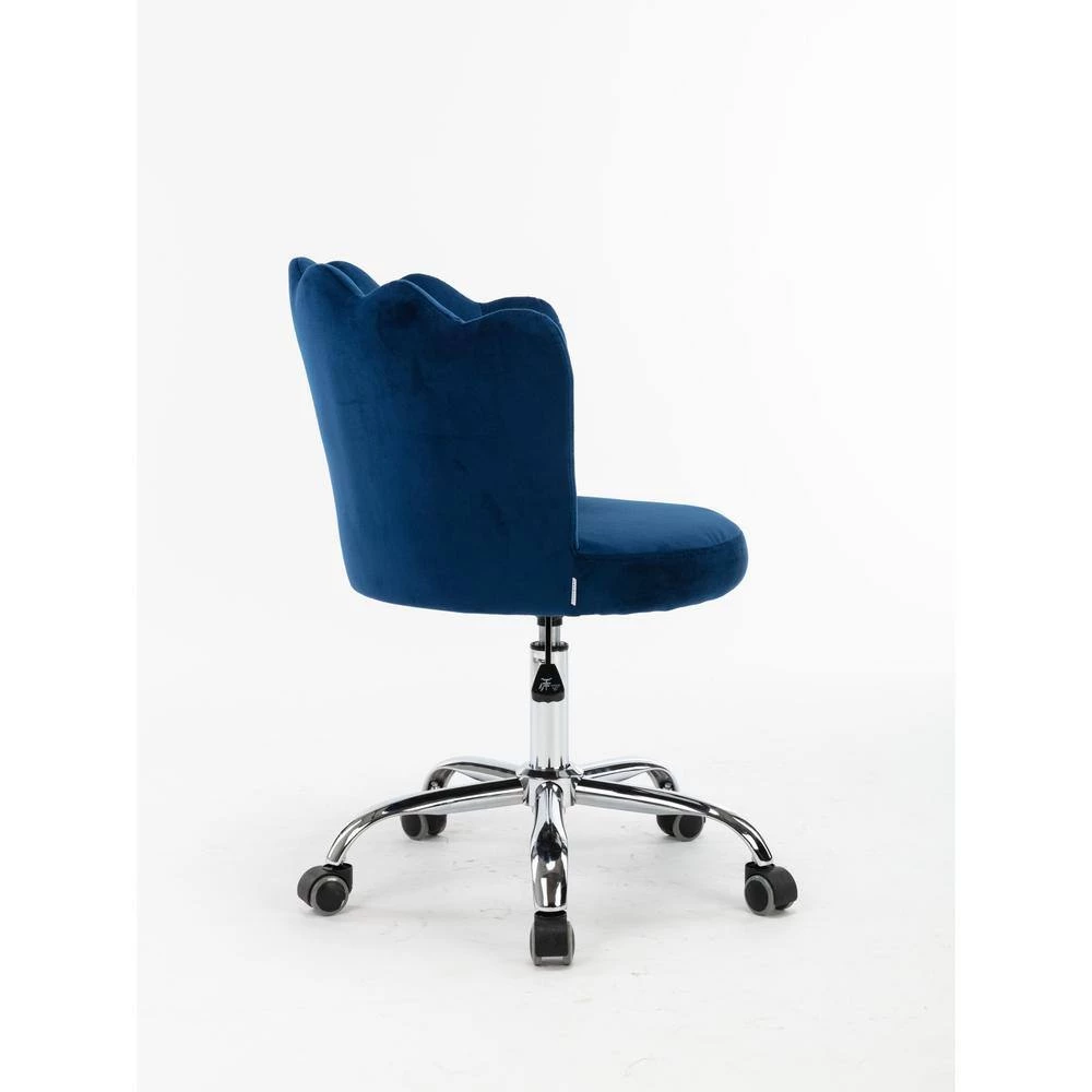 Navy Blue Velvet Upholstered Swivel Task Chair with Padded Back by ATHMILE 2 Navy Blue Velvet Upholstered Swivel Task Chair with Padded Back by ATHMILE - Image 2