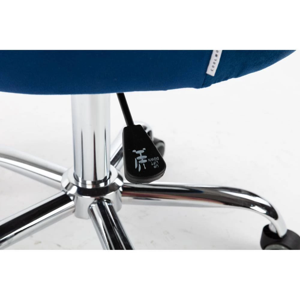 Navy Blue Velvet Upholstered Swivel Task Chair with Padded Back by ATHMILE 7 Navy Blue Velvet Upholstered Swivel Task Chair with Padded Back by ATHMILE - Image 7